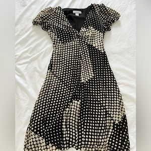 Emanuel Ungaro Black and white contrast polka dot dress.